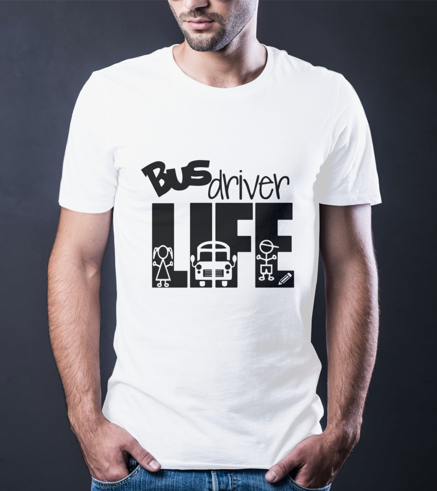 Bus Driver Life With Kids And School Bus Elements T-Shirt