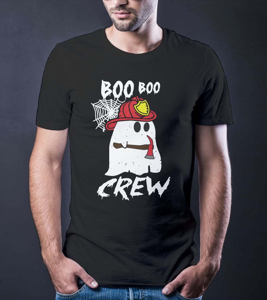 Boo Boo Firefighter Crew Ghost With Axe And Helmet T-Shirt