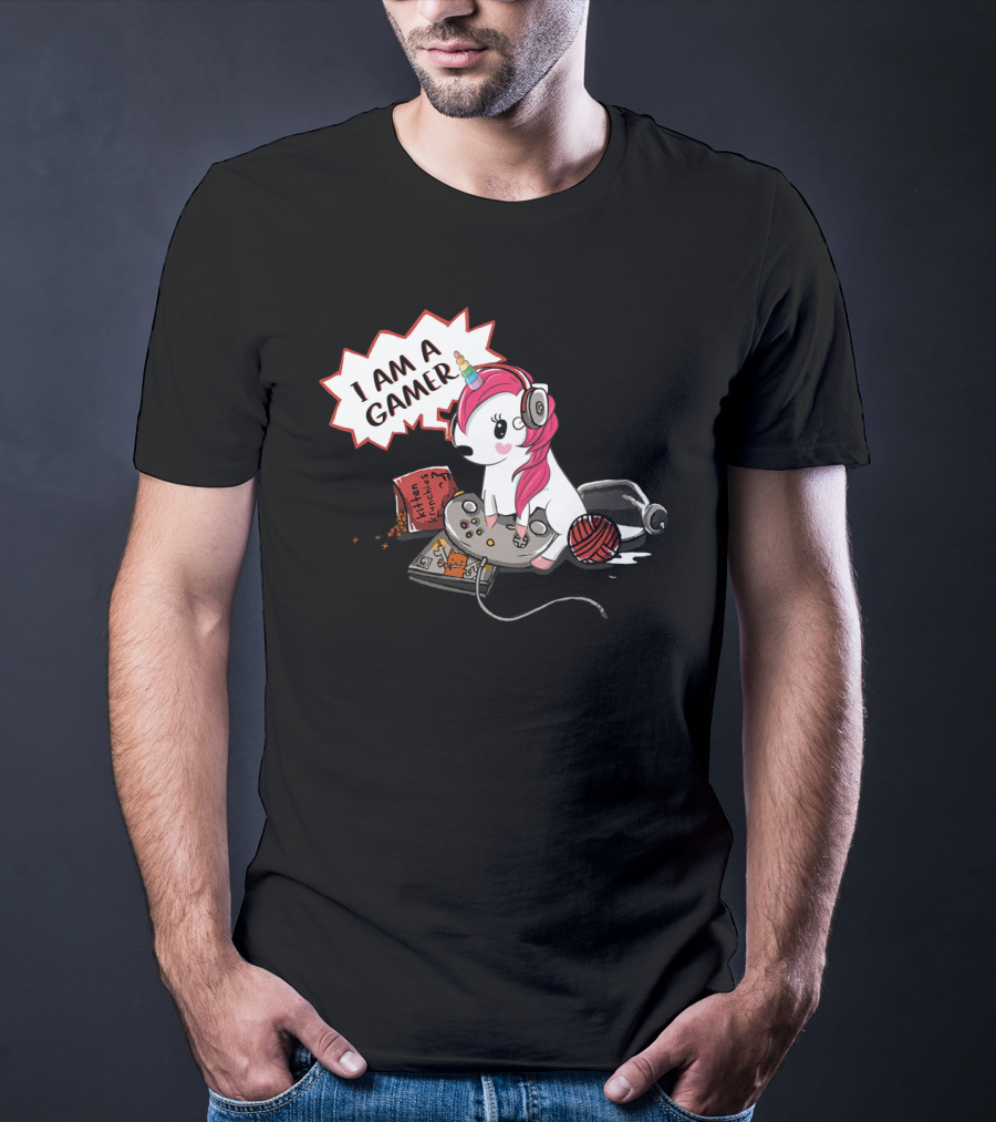 I Am A Gamer Unicorn Headset Controller Fantasy Adventure T-Shirt