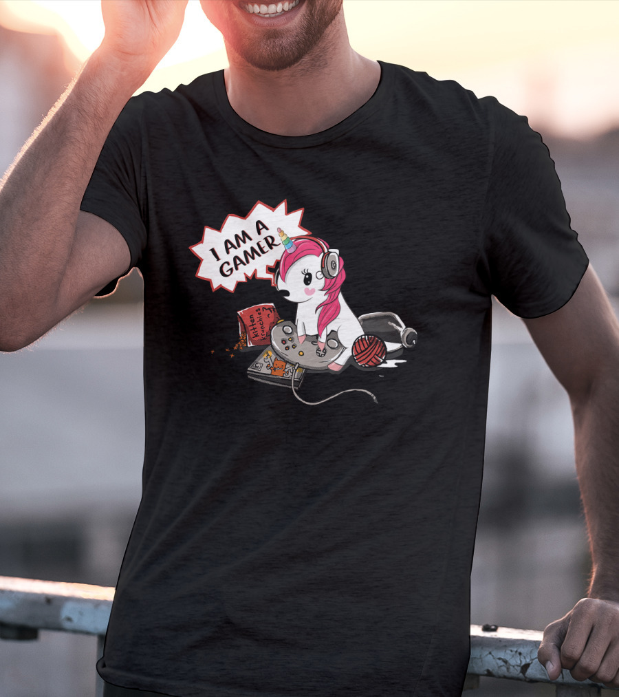 I Am A Gamer Unicorn Headset Controller Fantasy Adventure T-Shirt