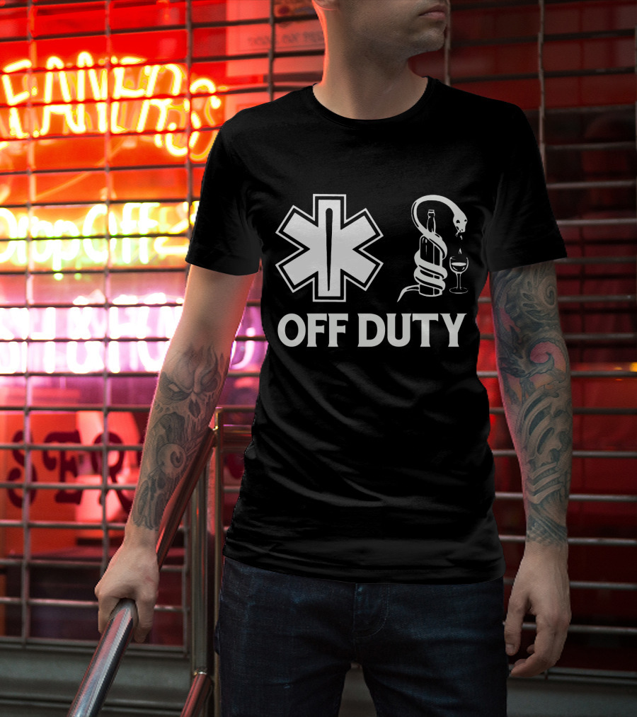EMT Off Duty Symbol With Wine And Snake T-Shirt