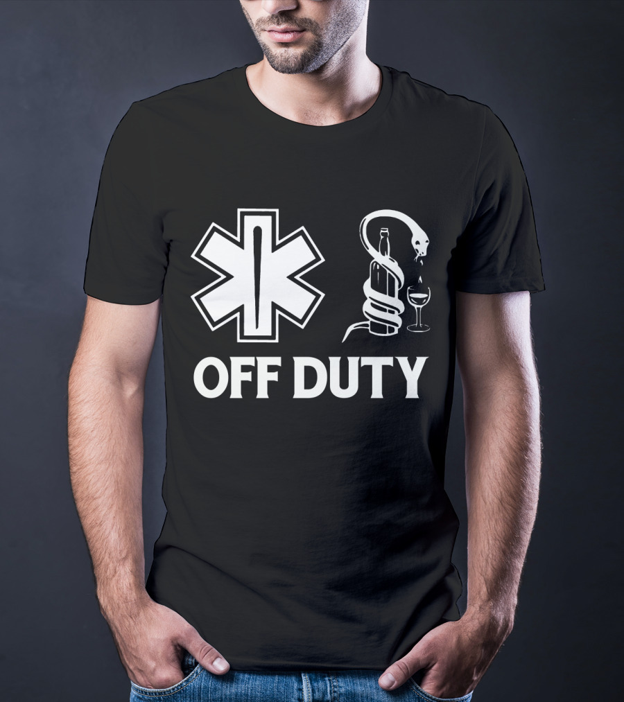 EMT Off Duty Symbol With Wine And Snake T-Shirt
