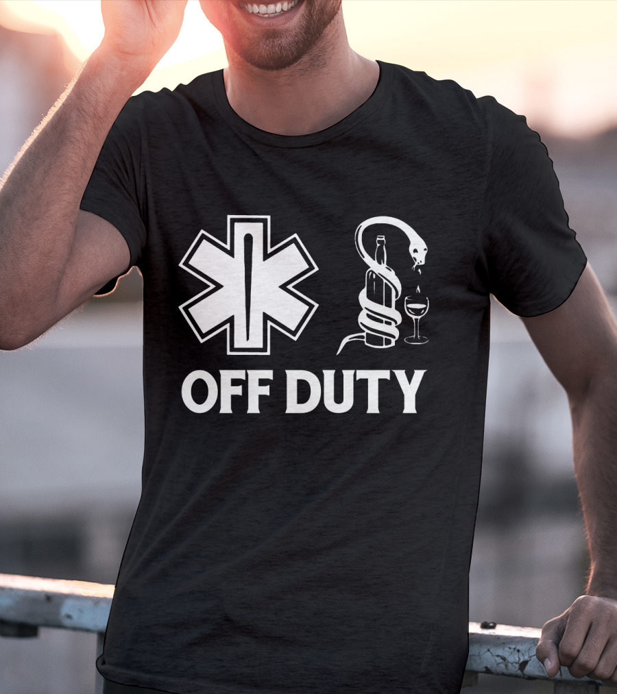 EMT Off Duty Symbol With Wine And Snake T-Shirt