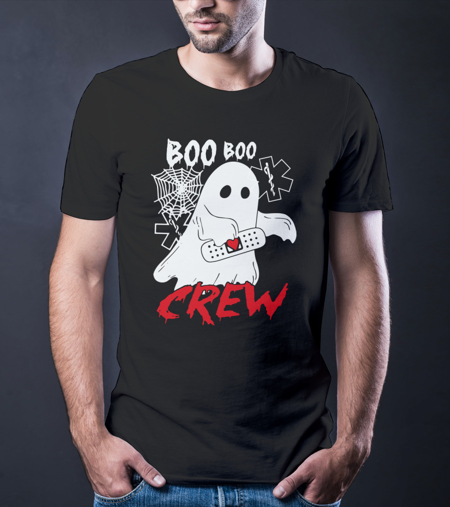 EMT Boo Boo Crew Ghost With Bandage And Cobweb T-Shirt