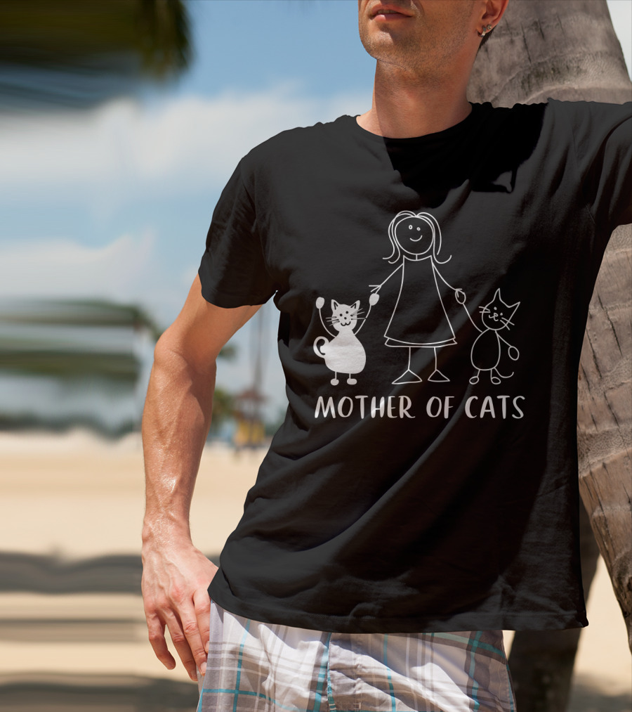 Mother Of Cats Stick Figure With Cats T-Shirt