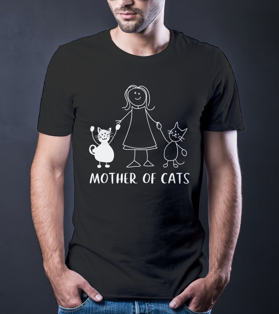 Mother Of Cats Stick Figure With Cats T-Shirt