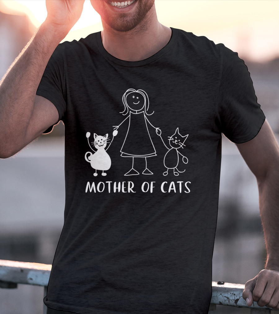 Mother Of Cats Stick Figure With Cats T-Shirt