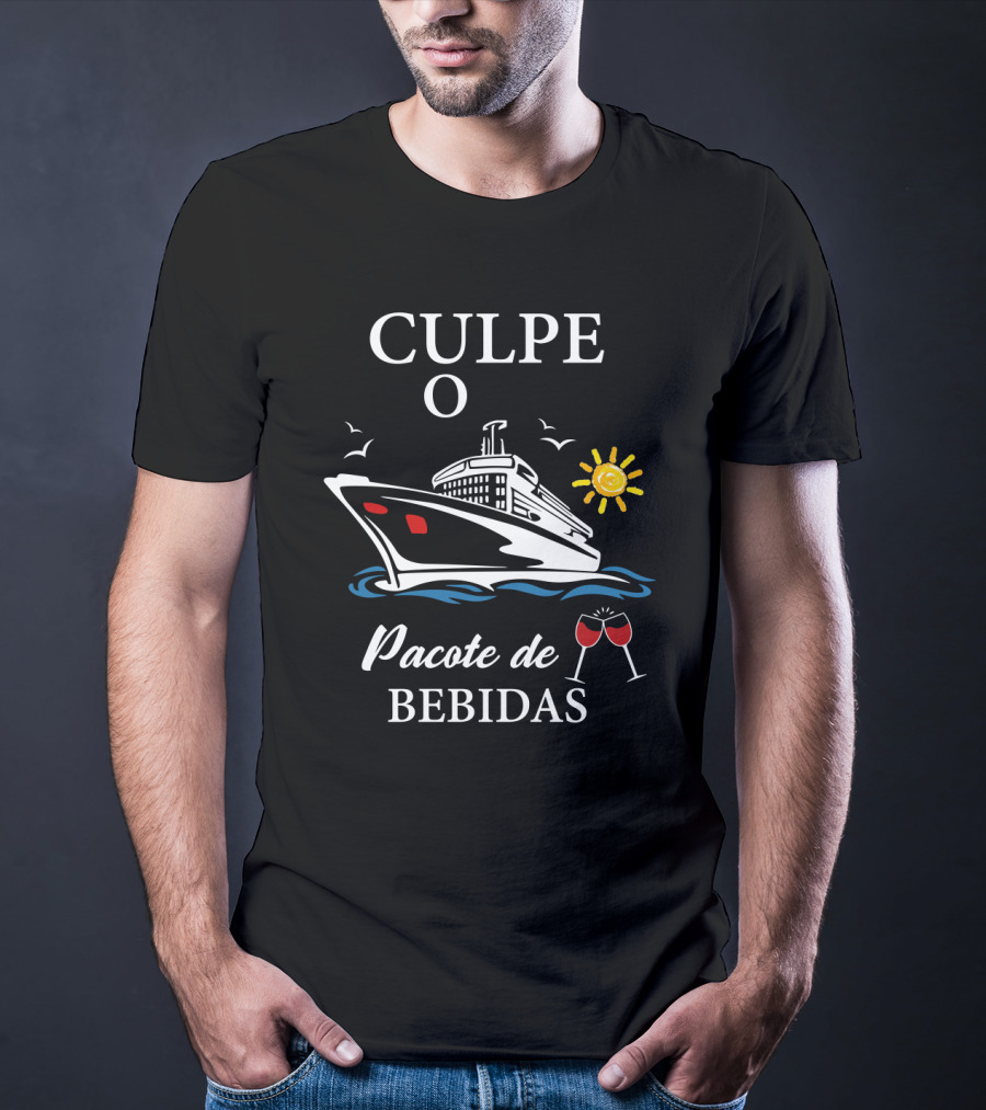 Culpe O Pacote De Bebidas Cruzeiro Sol E Mar Copos De Vinho T-Shirt