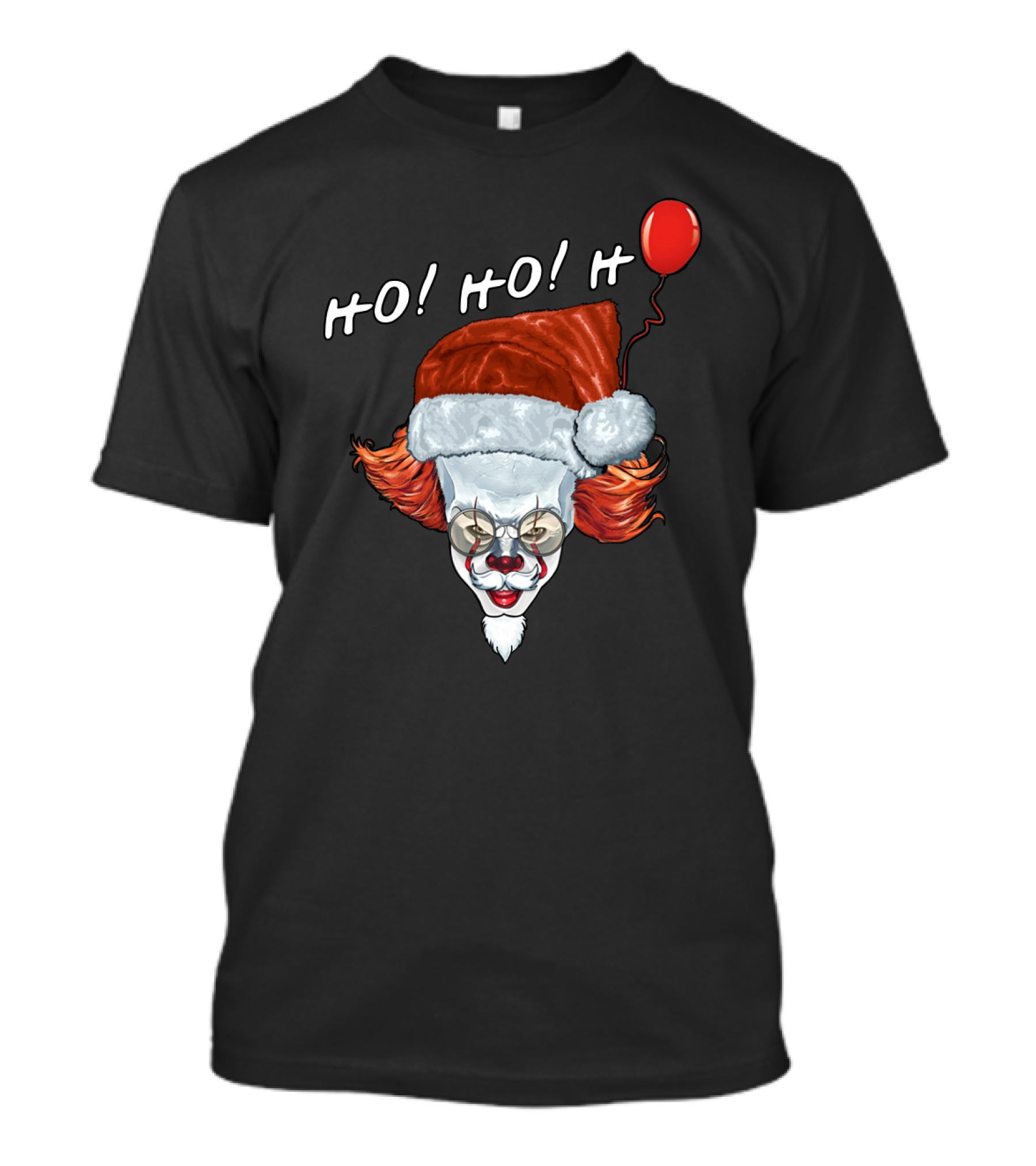 HO HO HO Novel Killer Clown Santa With Red Balloon T-Shirt