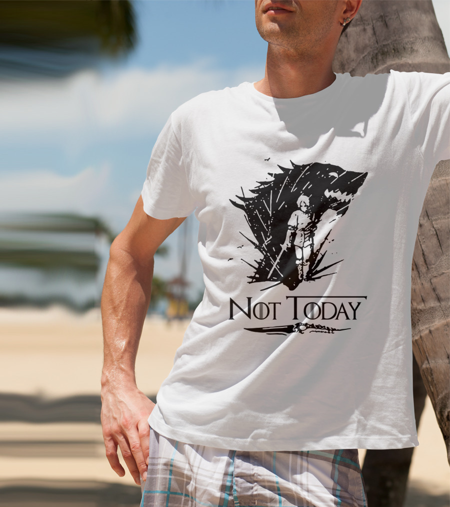 Not Today Sword Character With Direwolf Shadow T-Shirt