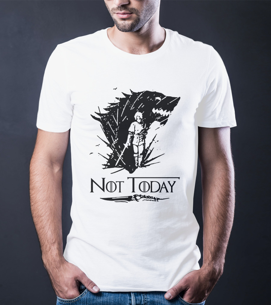 Not Today Sword Character With Direwolf Shadow T-Shirt