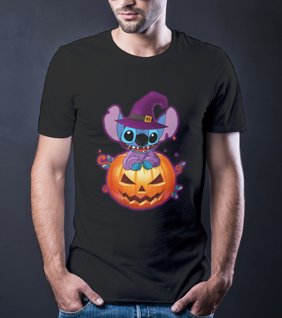 Stitch Witch Pumpkin Halloween Jack-O'-Lantern T-Shirt