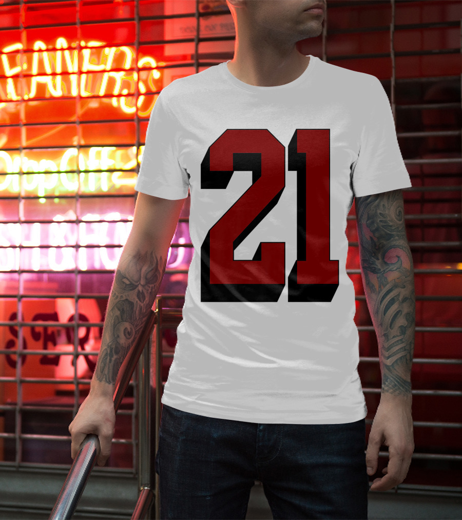 Number 21 Varsity Fan Sports Team White Jersey Premium 21 T-Shirt