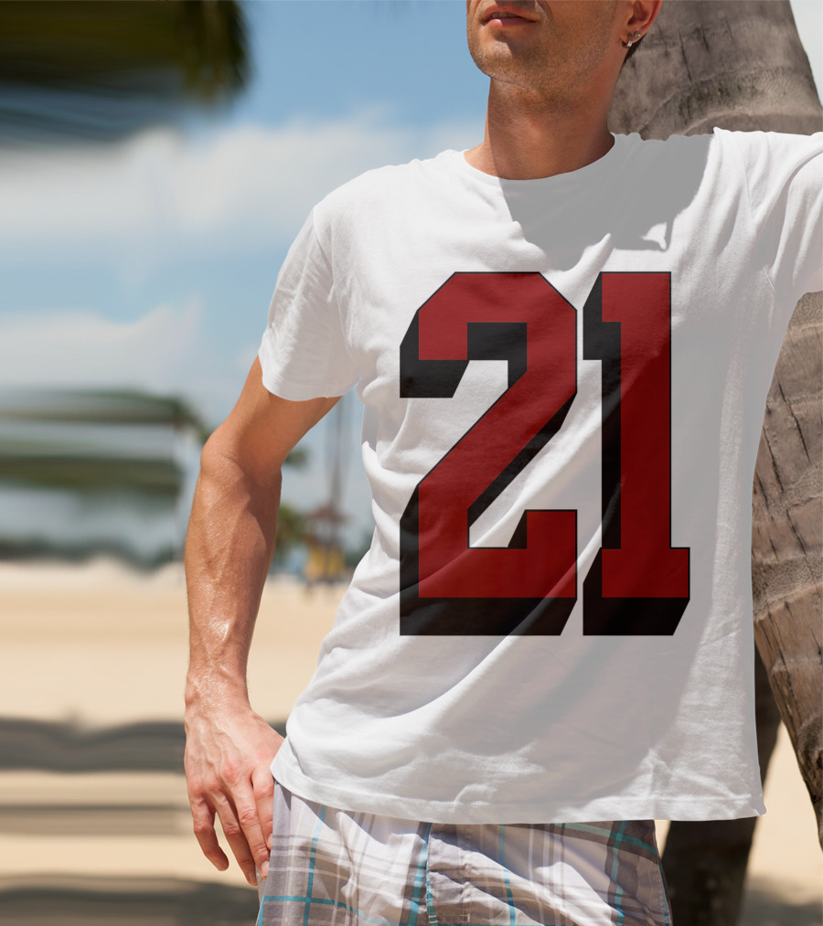 Number 21 Varsity Fan Sports Team White Jersey Premium 21 T-Shirt