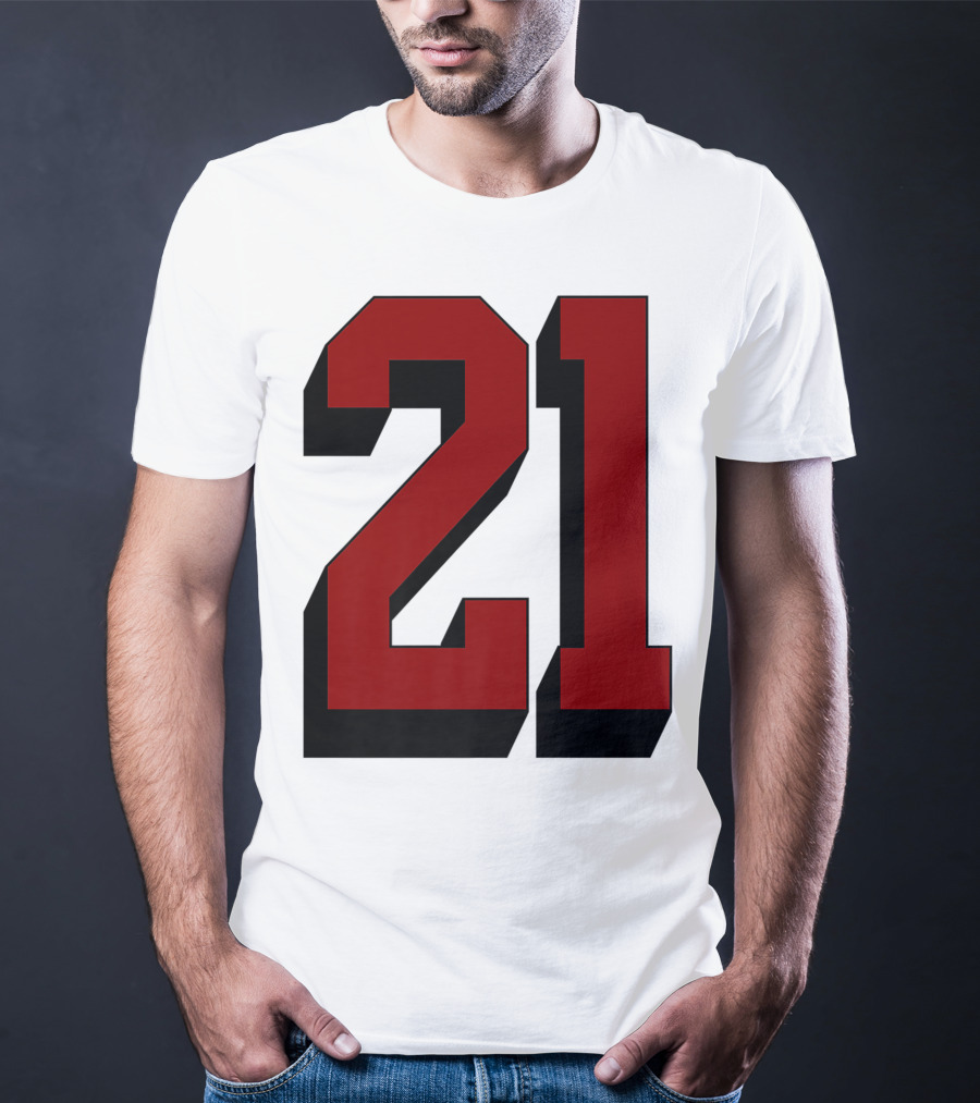 Number 21 Varsity Fan Sports Team White Jersey Premium 21 T-Shirt