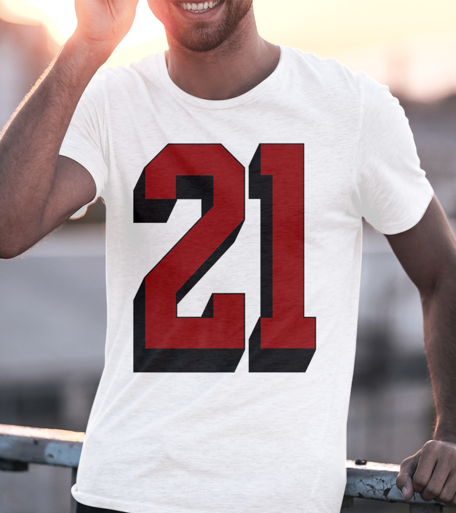 Number 21 Varsity Fan Sports Team White Jersey Premium 21 T-Shirt