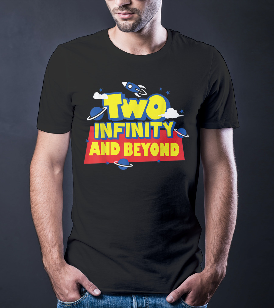 Two Infinity And Beyond 2nd Birthday Rocket And Planets T-Shirt