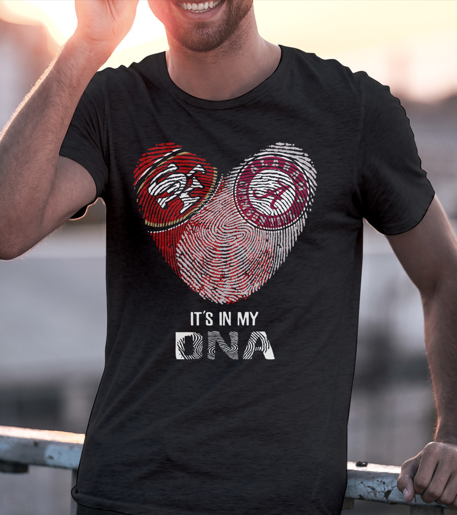 49ers Alabama It's In My Dna Fingerprint Heart T-Shirt