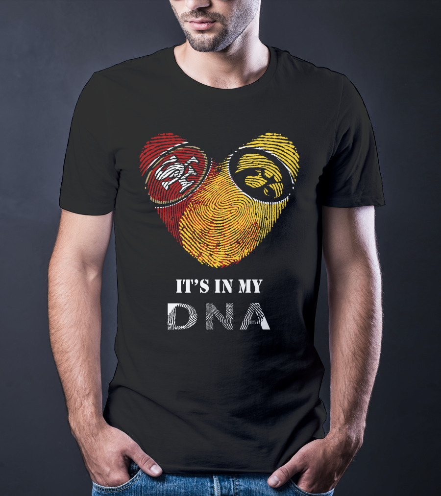 49ers Iowa Hawkeyes Dna Heart Fingerprint T-Shirt