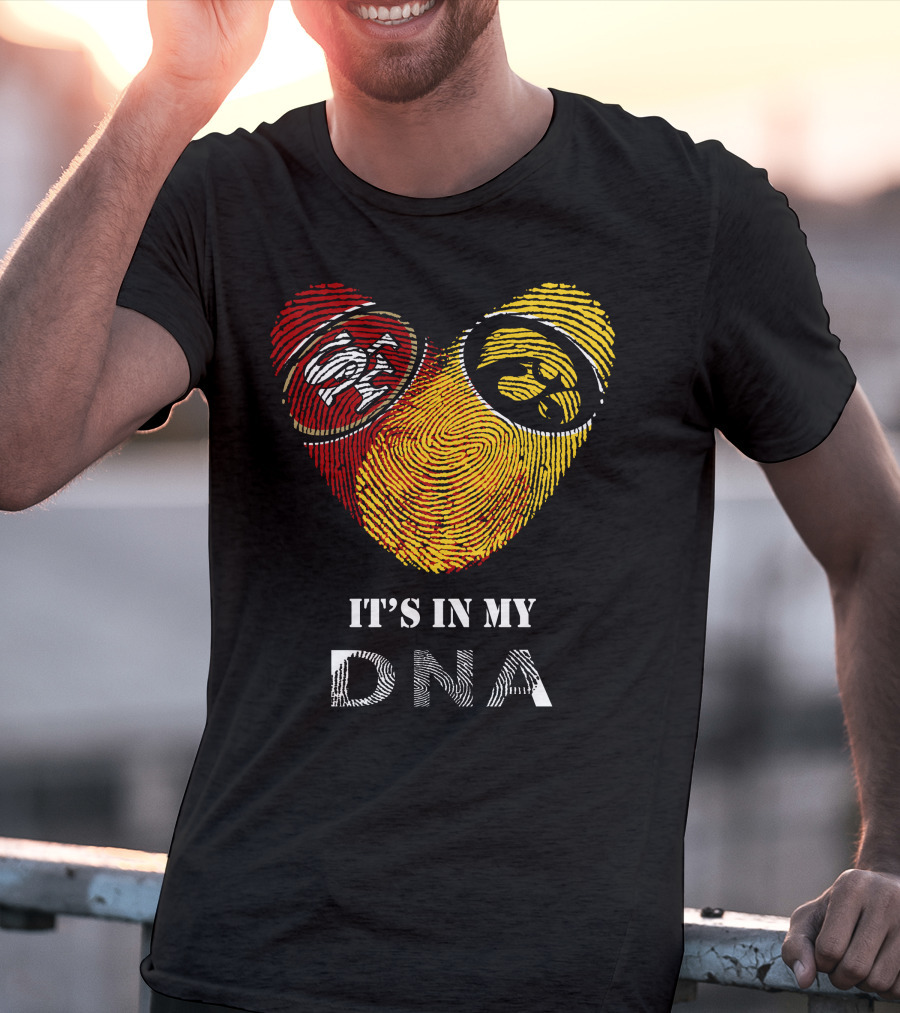 49ers Iowa Hawkeyes Dna Heart Fingerprint T-Shirt