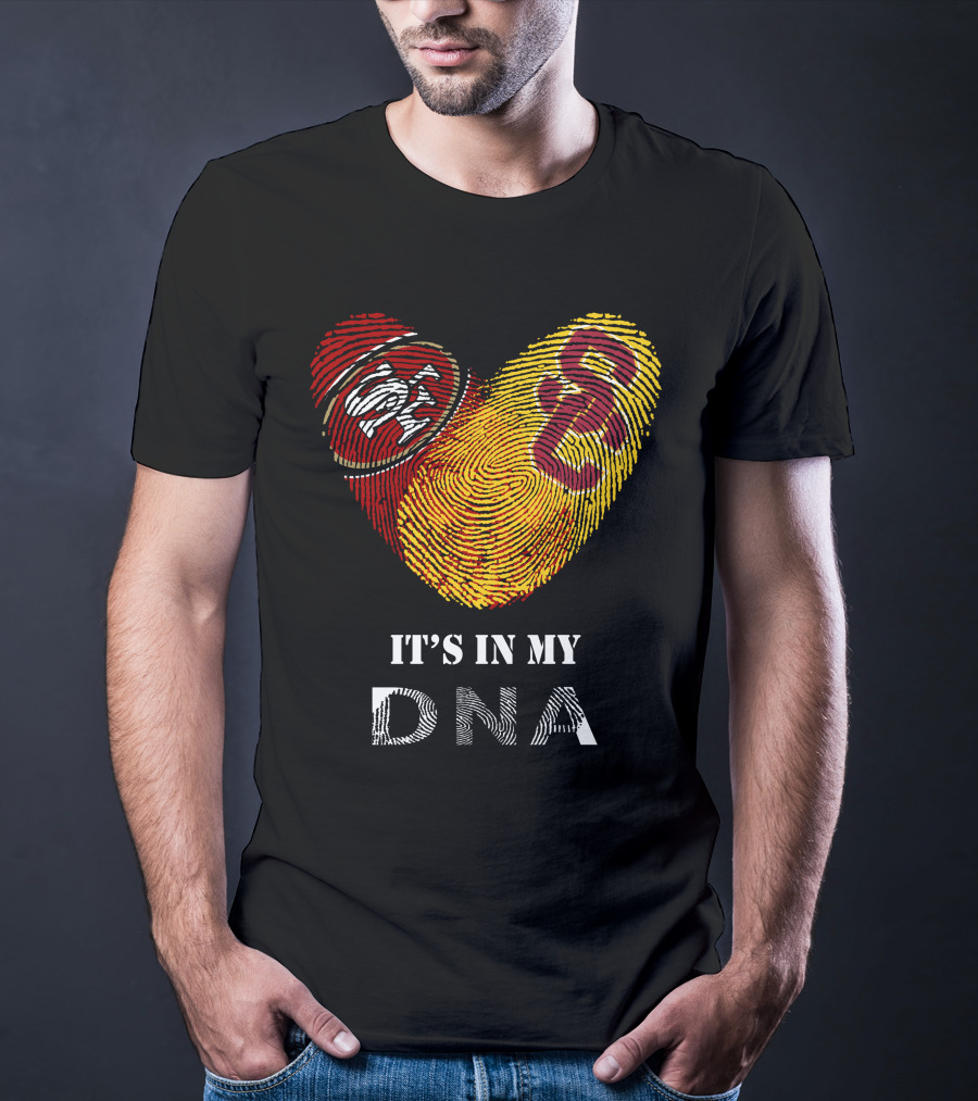 49ers Usc Trojans Heart Dna Fingerprint T-Shirt