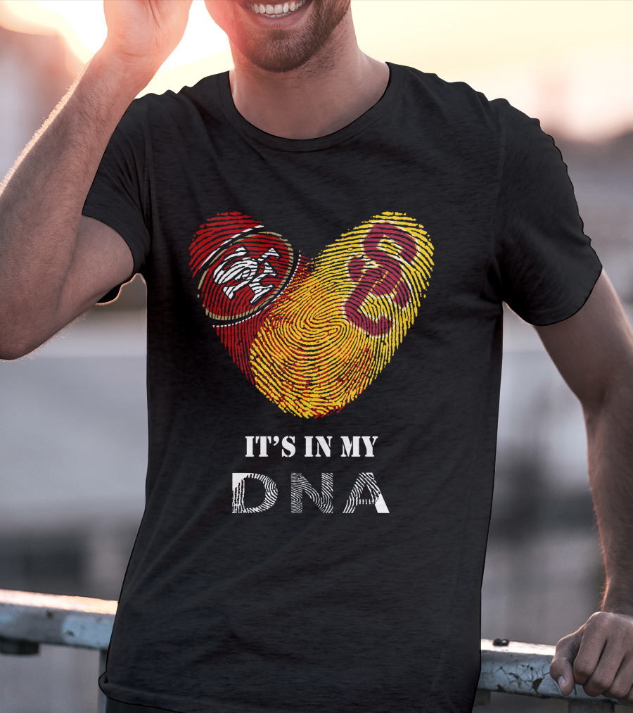 49ers Usc Trojans Heart Dna Fingerprint T-Shirt