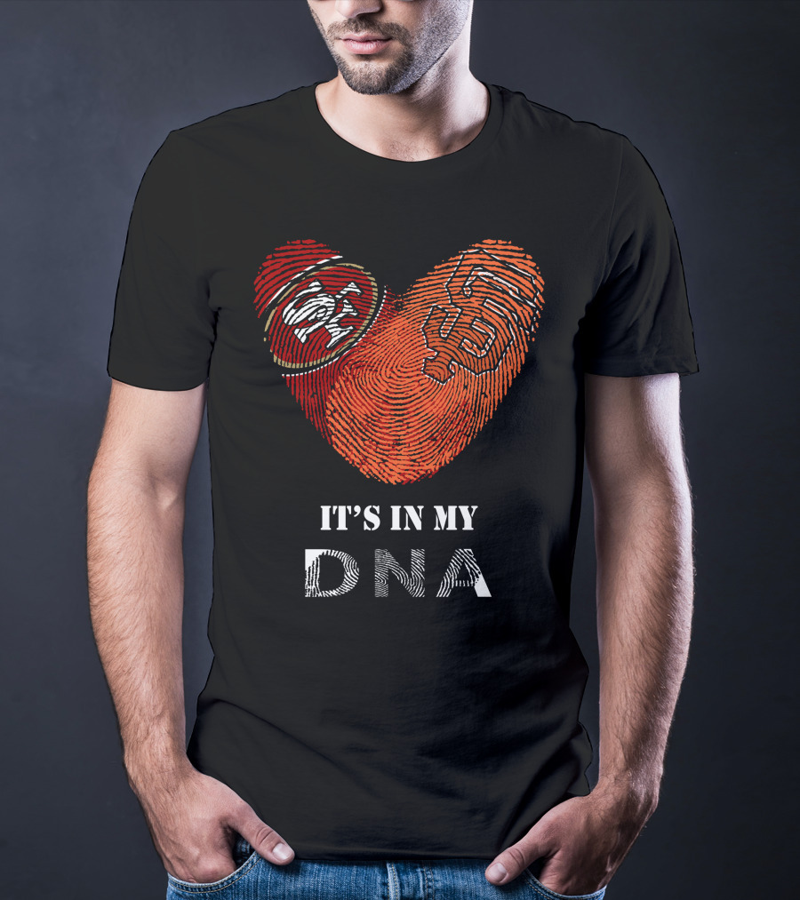 49ers Giants Heart Fingerprint DNA T-Shirt
