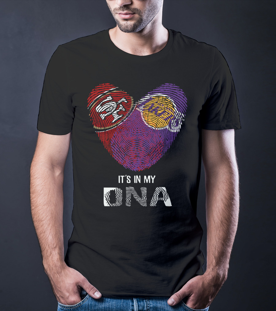 49Ers Lakers Heart Fingerprint It's In My DNA T-Shirt