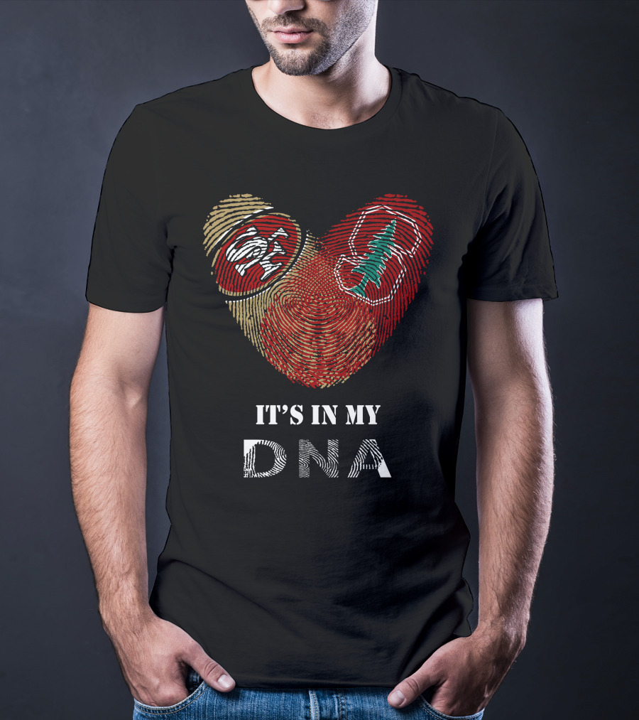49Ers Stanford Cardinal Heart Fingerprint DNA T-Shirt