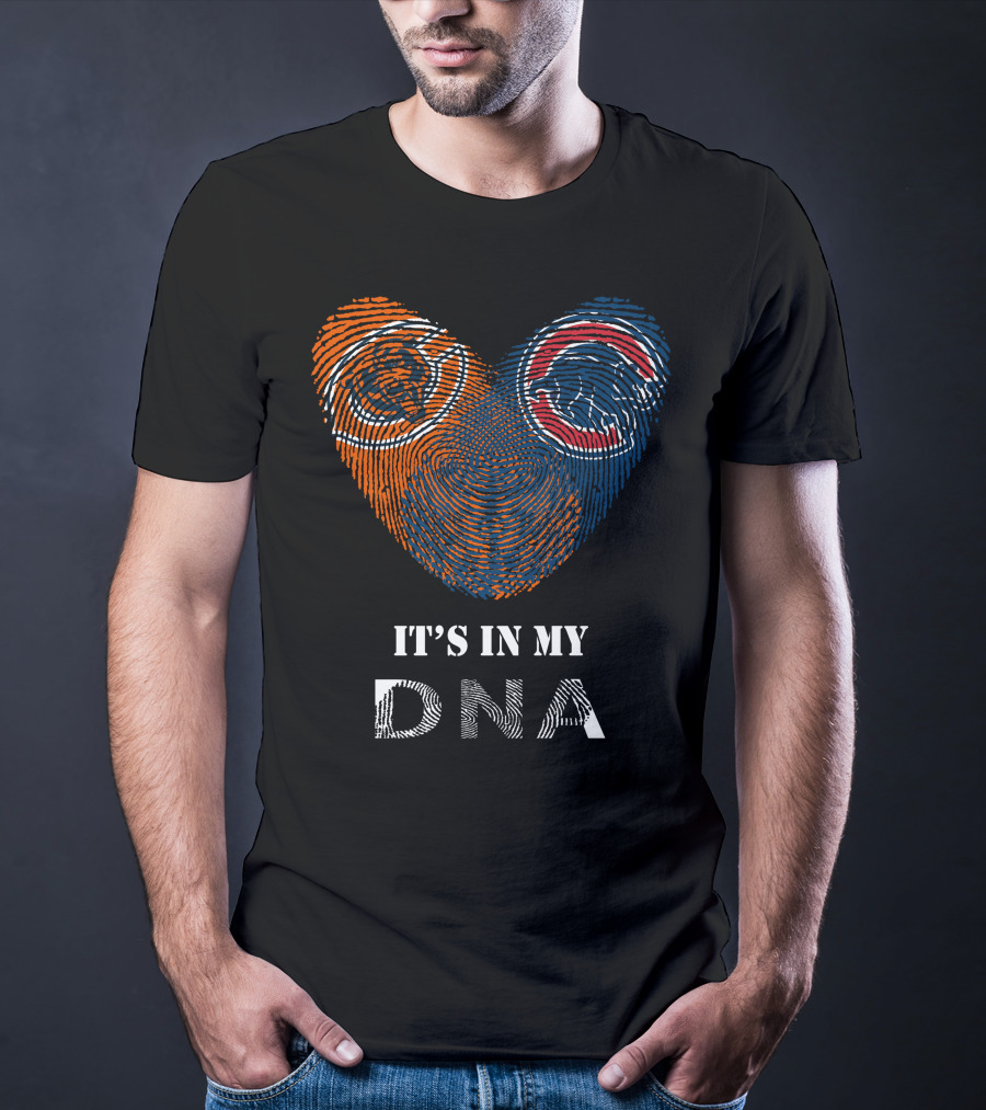 Chicago Bears Cubs It's In My Dna Fingerprint Heart T-Shirt