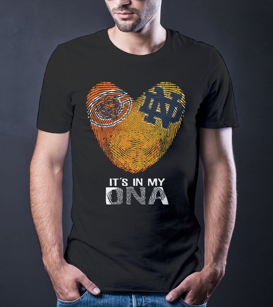 Bears Notre Dame It's In My Dna Heart Fingerprint Logo Icons T-Shirt