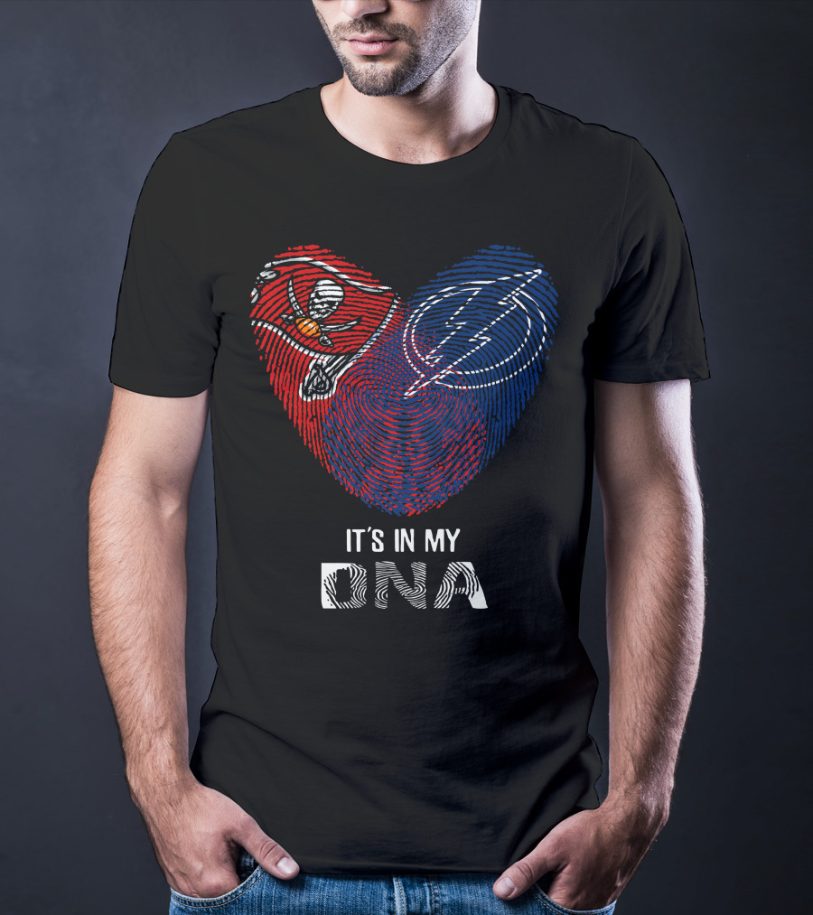 Buccaneers Lightning Heart It's In My Dna Fingerprint T-Shirt