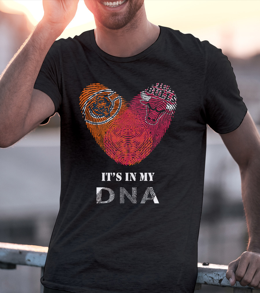 Chicago Bears Bulls Fingerprint Heart It's In My DNA T-Shirt