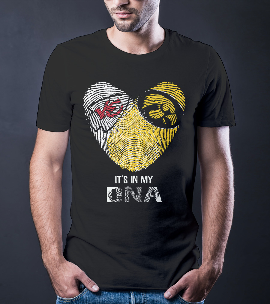 Chiefs Hawkeyes Heart Fingerprint It's In My DNA T-Shirt