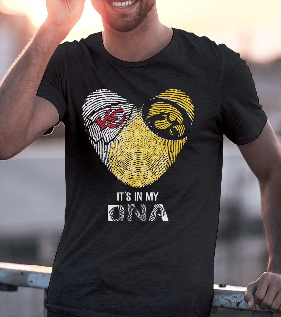 Chiefs Hawkeyes Heart Fingerprint It's In My DNA T-Shirt
