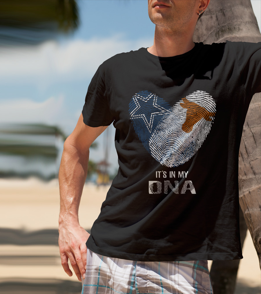 Cowboys Longhorns It's In My DNA Fingerprint Heart T-Shirt