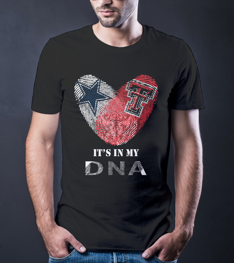 Cowboys Texas Tech Fingerprint Heart It's In My Dna T-Shirt