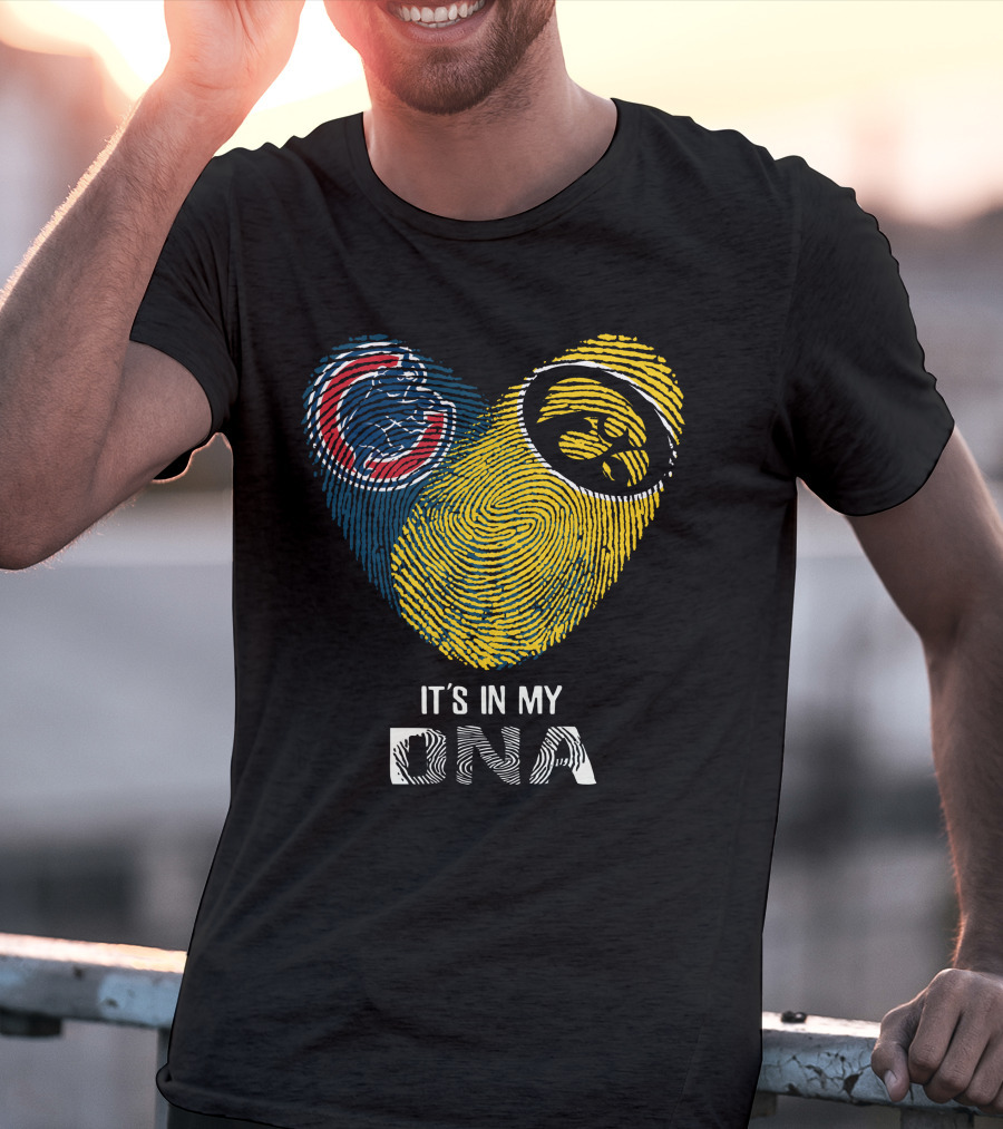 Chicago Cubs Iowa Hawkeyes It's In My Dna Fingerprint Heart T-Shirt