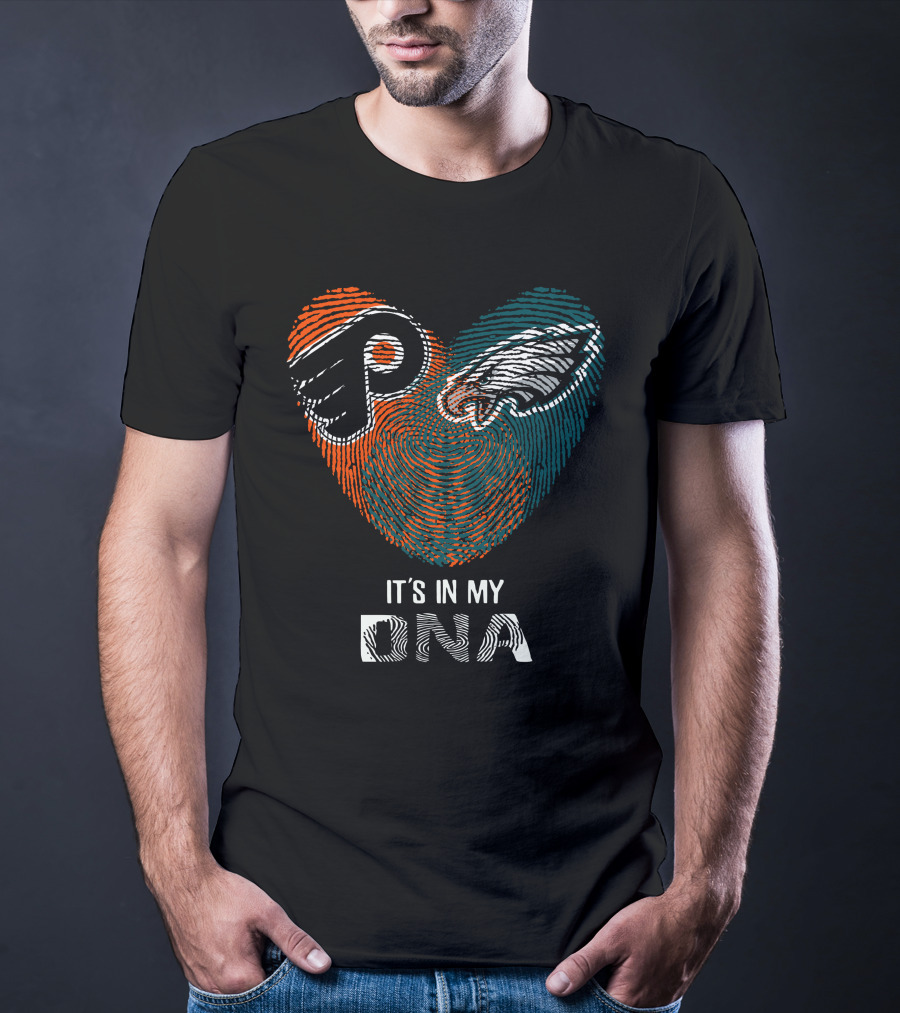 Philadelphia Eagles Flyers It's In My Dna Fingerprint T-Shirt