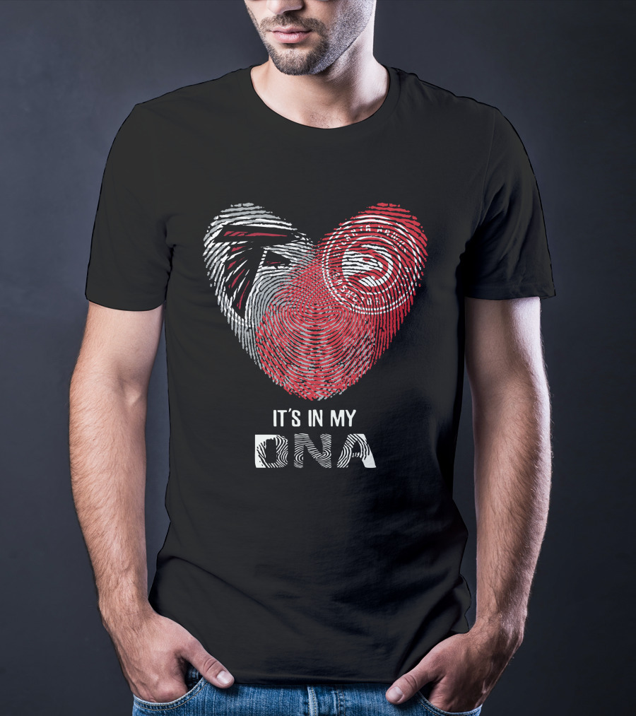 Falcons Atlanta Hawks It's In My DNA Fingerprint Heart T-Shirt