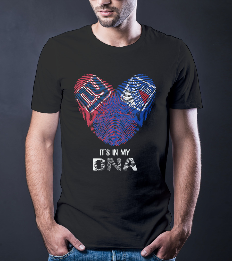 Giants Rangers It's In My DNA Heart Fingerprint T-Shirt