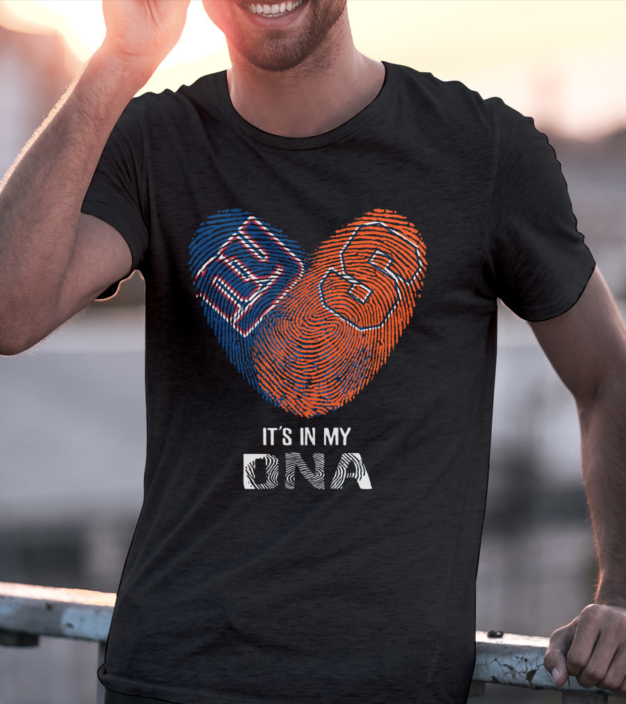 Giants Syracuse Orange It's In My DNA Heart Fingerprint T-Shirt