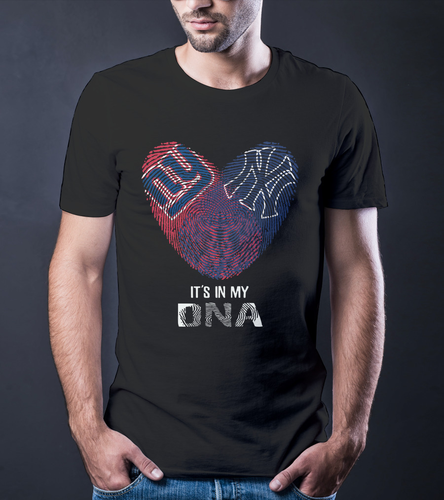 Giants Yankees Fingerprint Heart It's In My DNA T-Shirt