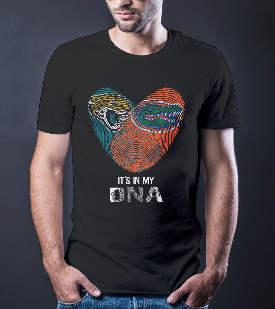 Jaguars Gators It's In My Dna Fingerprint Heart T-Shirt