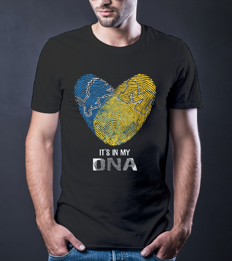 Lions Michigan Wolverines Heart Shaped Fingerprint It's In My Dna T-Shirt