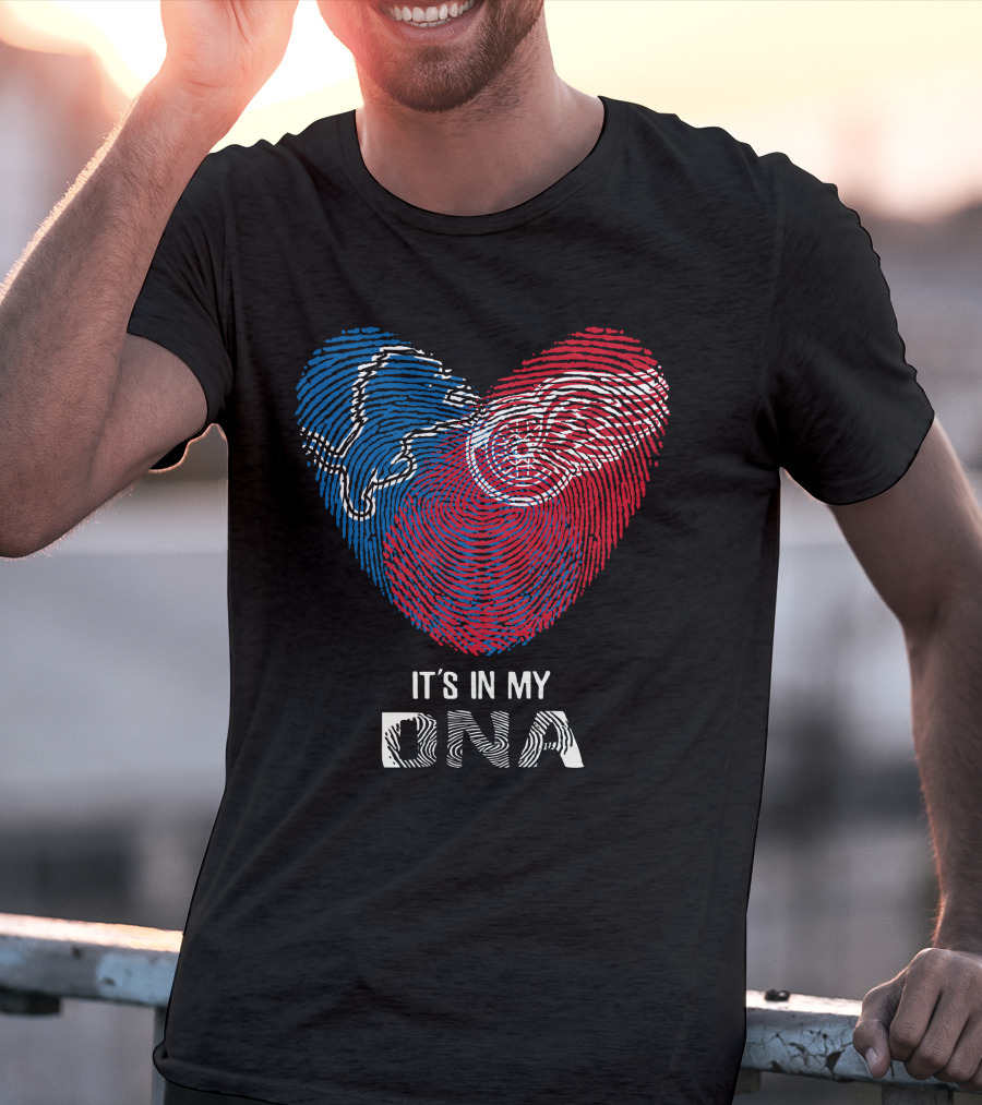 Lions Red Wings Heart Shaped Dna Fingerprint It's In My Dna T-Shirt