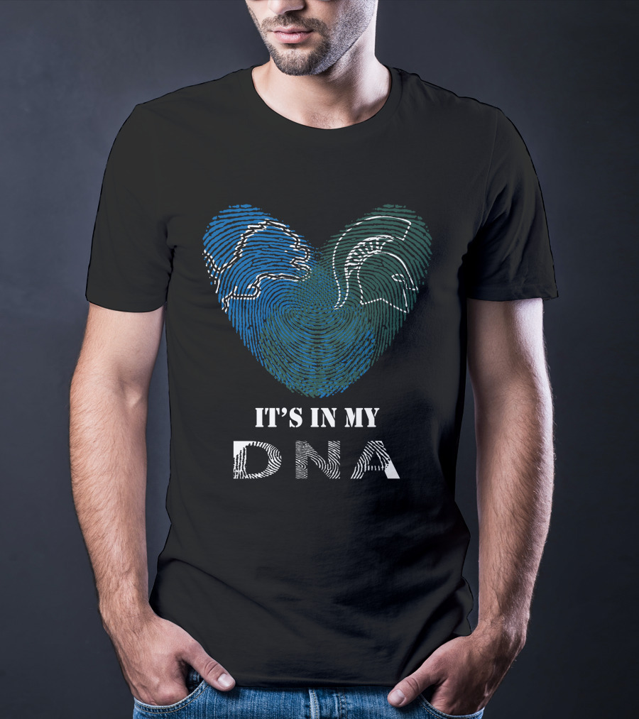 Lions Spartans Fingerprint Heart It's In My DNA T-Shirt