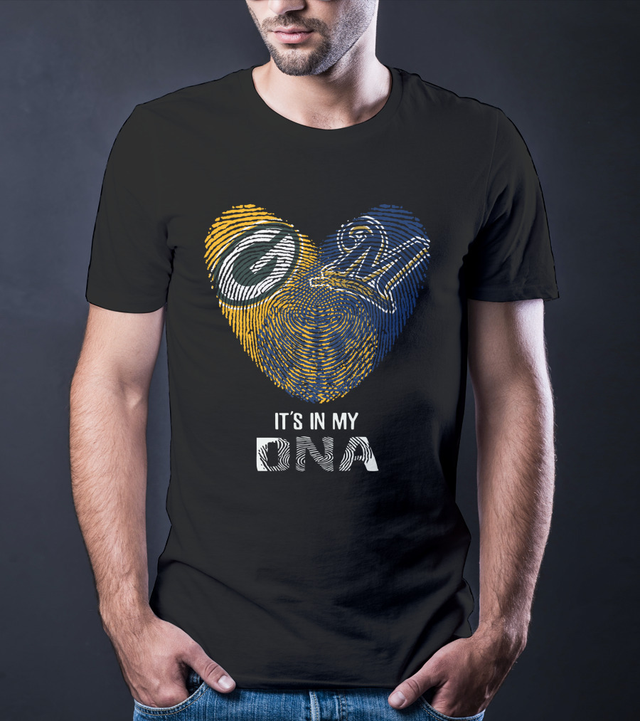 Packers Brewers Heart Fingerprint It's In My DNA T-Shirt