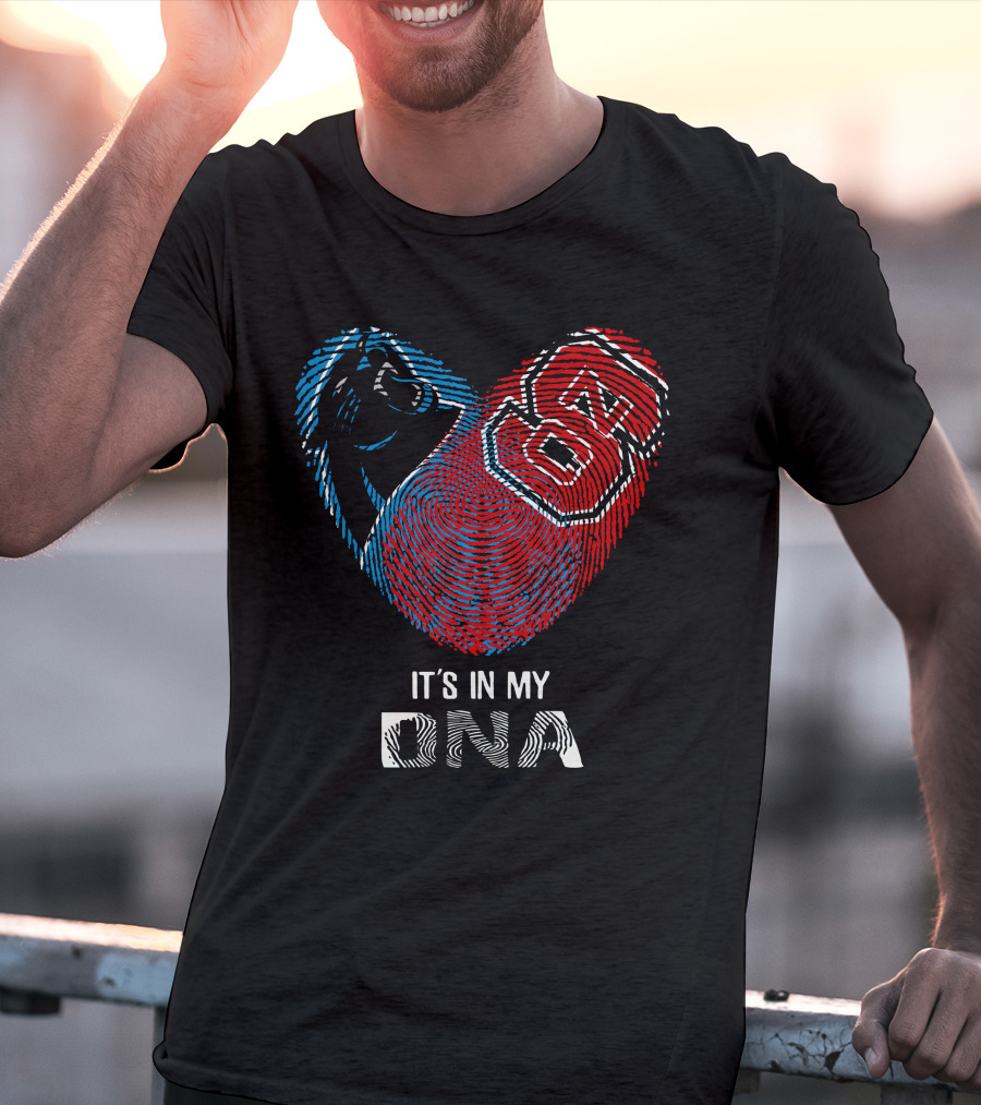 Panthers NC State Fingerprint Heart It's In My DNA T-Shirt