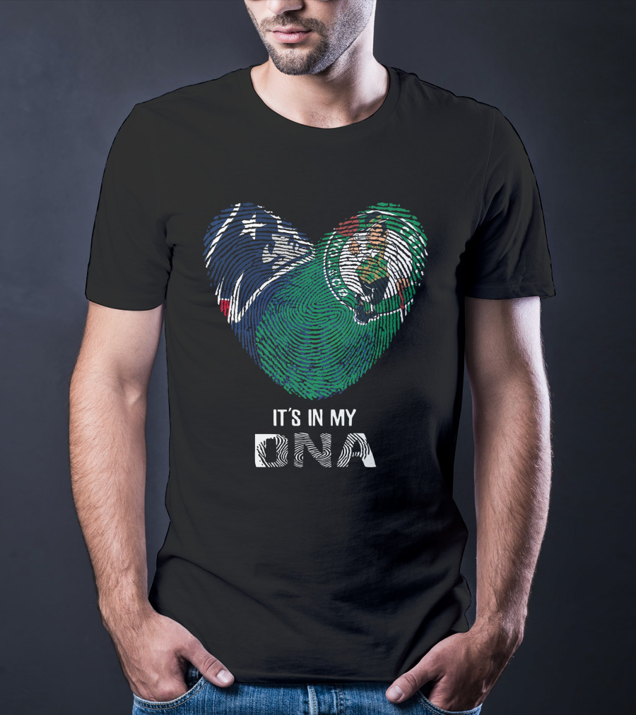 Patriots Celtics Heart DNA Fingerprint με τα λογὀτυπα των Patriots και Celtics T-Shirt